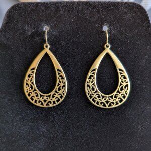 Gold Plated Filigree Dangle Earrings